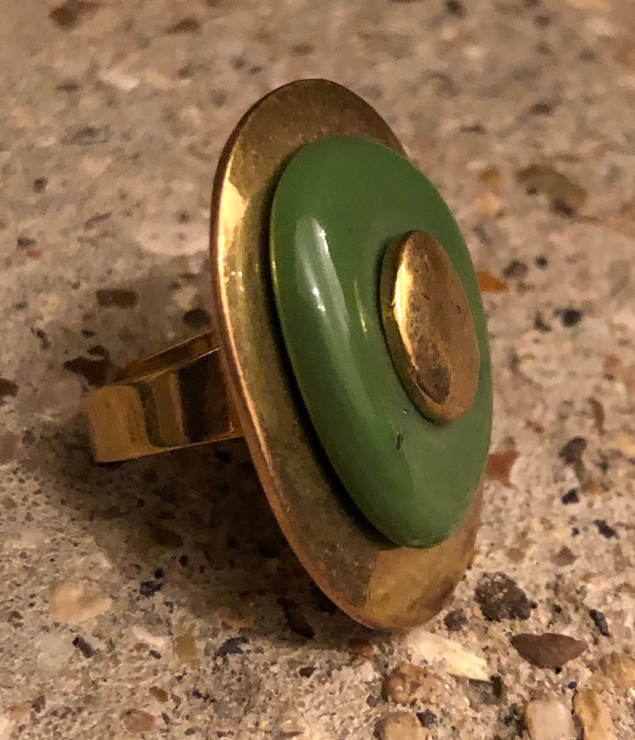 Brass Metal and Resin Cocktail Ring
